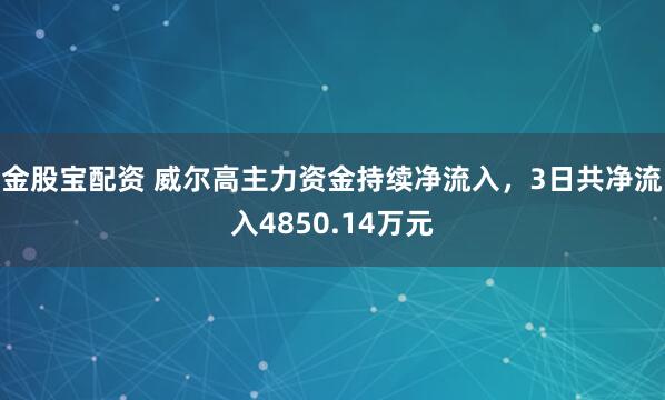 金股宝配资 威尔高主力资金持续净流入，3日共净流入4850.14万元